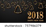 2018 happy new year background... | Shutterstock .eps vector #757986379