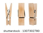 Set of decorative wood clothespins isolated on white background