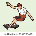 skateboarder playing skateboard ...
