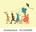 children running  friendship... | Shutterstock .eps vector #411160309