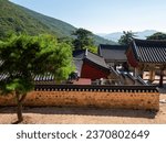 Small photo of Beomeosa Temple, Busan Metropolitan City, South Korea. 29 September 2023. The precincts of Bongyosa Temple under clear skies.