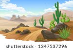 Sandy Desert  Saguaro Cactus...