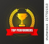 Top performance trophy in flat style. Flat vector illustration. Winner certificate