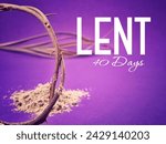 Small photo of Lent Season, Holy Week, Ash Wednesday, Palm Sunday and Good Friday concepts. Lent 40 days in purple background. Stock photo.