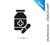black medicine bottle and pills ... | Shutterstock .eps vector #1466231369