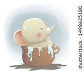 cute baby elephant splashing... | Shutterstock .eps vector #1498625180