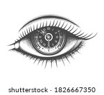 hand drawn human eye with clock ... | Shutterstock .eps vector #1826667350