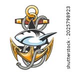 tattoo of ship anchor with... | Shutterstock .eps vector #2025798923