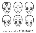 set of humanoid alien face... | Shutterstock .eps vector #2118170420