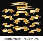 set of golden ribbon isolated... | Shutterstock .eps vector #783344296