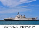 Small photo of KEY WEST, FLUSA-February 11, 2022: Littoral Combat Ship USS Savannah (LCS 28), the US Navy's lastest commissioned warship, is docked in the Key West harbor.