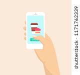 smartphone in a hand.... | Shutterstock .eps vector #1171762339