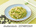 Korean bean sprouts on a green and fresh background