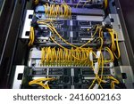 Small photo of Rack Servers and Supercomputers, Modern Telecommunications, Artificial Intelligence, Supercomputer Technology. Powerful supercomputer. Cloud Computing Server Room. Network of servers at a data center.