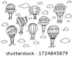 doodle set of hot air balloons... | Shutterstock .eps vector #1724845879
