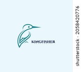 Kingfisher Bird Logo Outline...