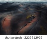 Aerial photo of Iceland volcano craters 