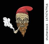 skull smoking on rock... | Shutterstock .eps vector #1474747916