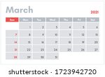march 2021 calendar in english. ... | Shutterstock .eps vector #1723942720