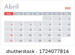 abril 2021. calendario en... | Shutterstock .eps vector #1724077816