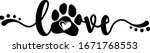 handwritten word love with paw... | Shutterstock .eps vector #1671768553