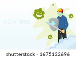 vector illustration fight covid ... | Shutterstock .eps vector #1675132696
