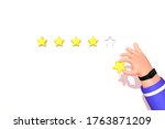 hand holding review star. five... | Shutterstock . vector #1763871209