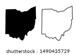 Ohio US state blank map vector solid black color and outline isolated on white background
