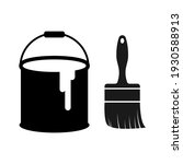 black paint can and brush logo. ...