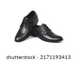 party wear black formal shoes pair isolated