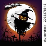 halloween dark night pumpkin... | Shutterstock .eps vector #2038378943