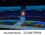 Small photo of BEIJING, CHINA - FEBRUARY 04: Flag bearer Michela Moioli of Team Italy carries their flag during the Opening Ceremony of the Beijing 2022 Winter Olympics at the Beijing National Stadium