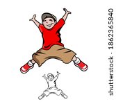 jumping boy vector cartoon...