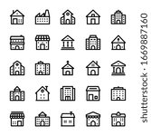 Building   Outline Icons Set.