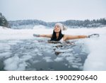 Winter Swimming. Woman In...