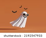 3d White Happy Ghost Flying In...