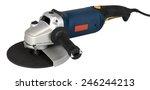 Small photo of Big powerful angle grinder with abrasive disk isolated on a white background with clipping path