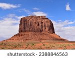 View of the Merrick Butte red sandstone formation in Monument Valley, AZ
