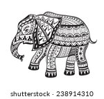 Ethnic ornamented elephant - stock vector