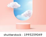 cloud background vector 3d pink ... | Shutterstock .eps vector #1995259049
