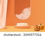 halloween minimal scene 3d with ... | Shutterstock .eps vector #2040577316