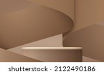 podium beige minimal scene with ... | Shutterstock .eps vector #2122490186