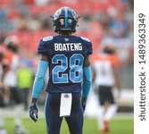 Small photo of Toronto, Canada - July 6, 2019: Toronto Argonauts Defensive back between plays during BC Lions at Toronto Argonauts game at BMO Field in Toronto, ON