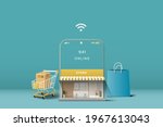 shopping online on mobile... | Shutterstock .eps vector #1967613043