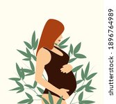 red hair pregnant woman in body ... | Shutterstock .eps vector #1896764989