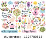spring set  hand drawn elements ... | Shutterstock .eps vector #1324700513
