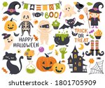 halloween element set  witch ... | Shutterstock .eps vector #1801705909