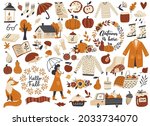 autumn set  fall clip art ... | Shutterstock .eps vector #2033734070