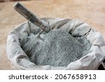Cement powder and trowel put in bag package