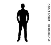 man standing with hands in... | Shutterstock .eps vector #1580917090
